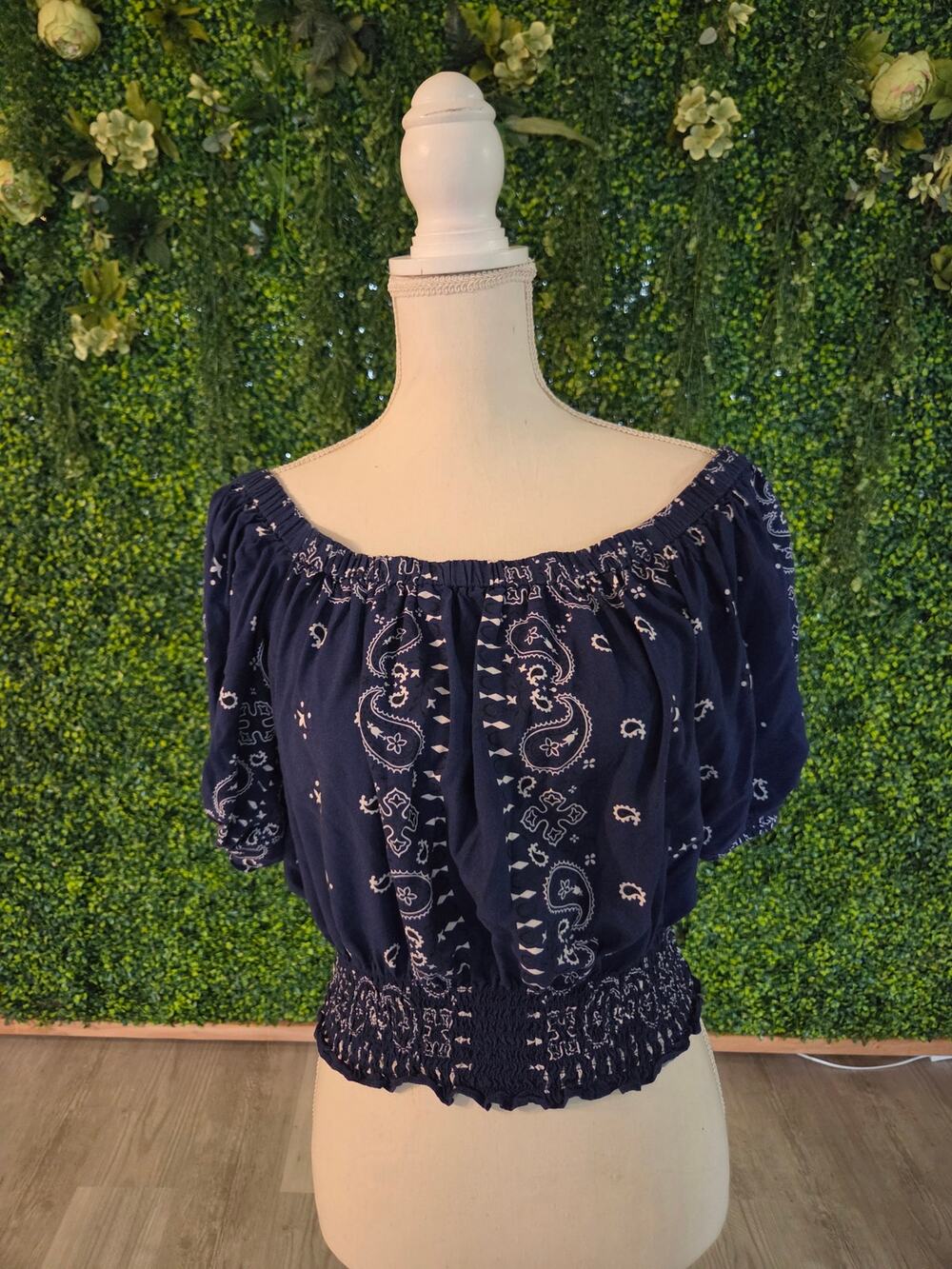 Navy Beyond the Radar bandana top